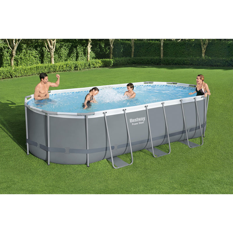 Bestway Power Steel 18 x 9 x 4 Foot Above Ground Pool Set with Pump (Used)