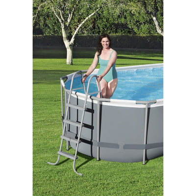 Bestway Power Steel 18' x 9' x 48" Oval Above Ground Outdoor Swimming Pool Set