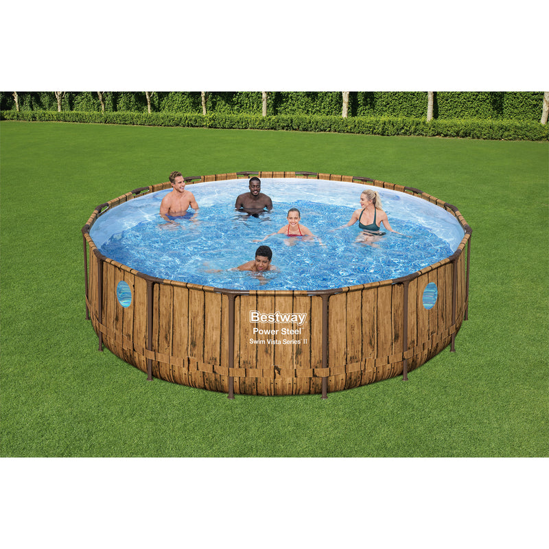 Bestway 16ftx4ft Power Steel Swim Vista Above Ground Pool Set & Pump (For Parts)