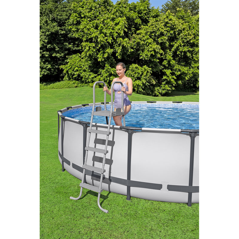 Bestway Steel Pro 18-Foot Round Swimming Pool Set, Filter Pump Ladder (Open Box)