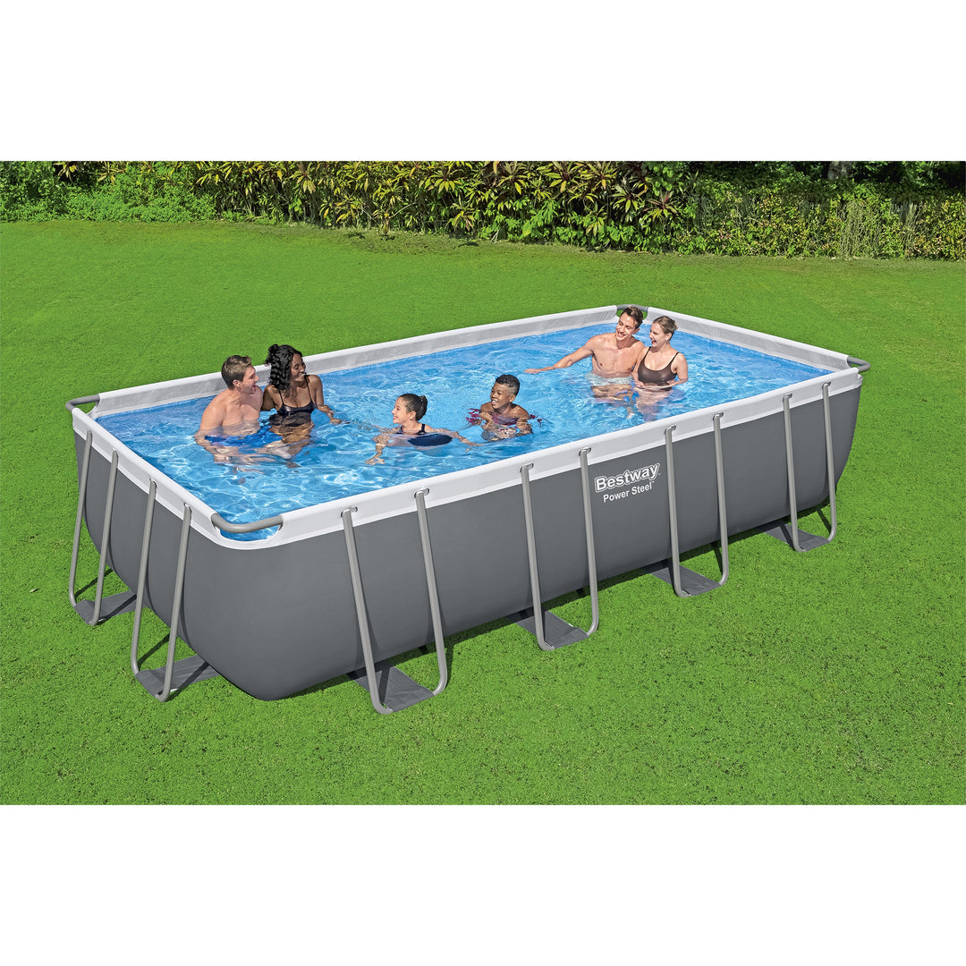 Bestway Power Steel 18'x9'x48" Rectangular Above Ground Swimming Pool Set(Used)