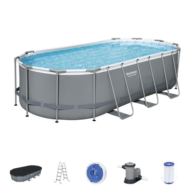 Bestway Power Steel 18ft x 9ft x 48in Swimming Pool Set with Pump (For Parts)