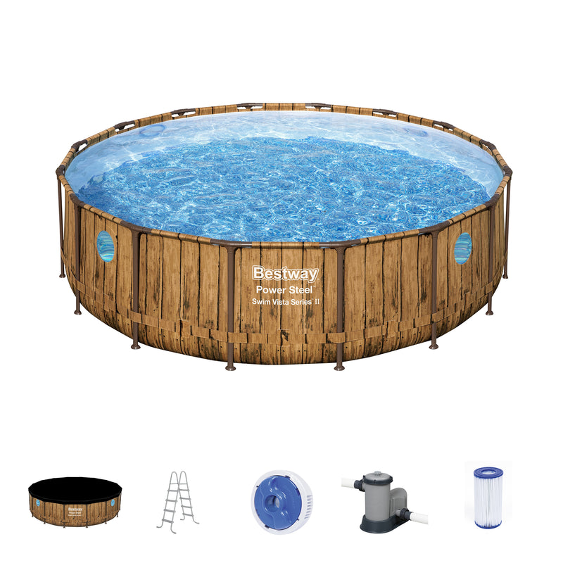 Bestway 16ft x 4ft Power Steel Swim Vista Above Ground Pool Set & Pump(Open Box)