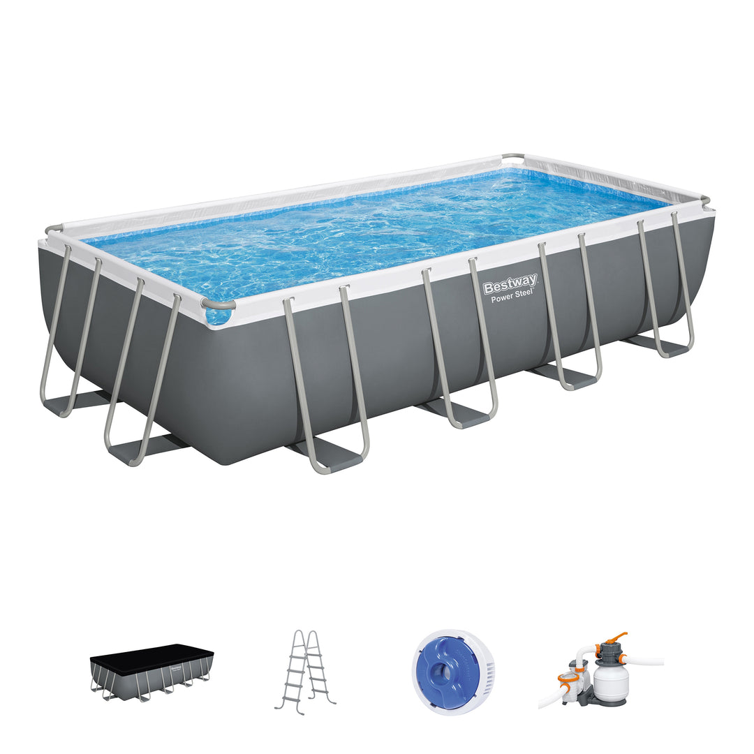 Bestway Rectangular Frame Above Ground Pool with Ladder & Pump | (Open Box)