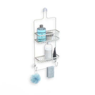 Better Living Products ASTRA 2 Tier Steel Shower Organizer with Hooks (Used)