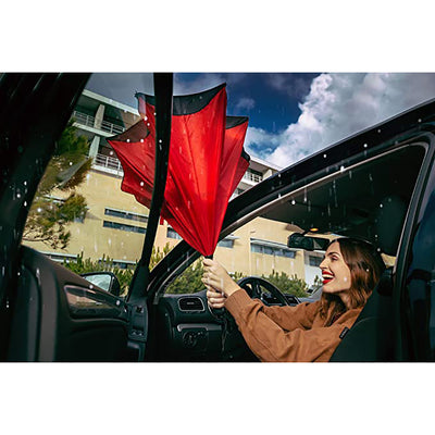 BetterBrella Wind Proof Reverse Open/Close 41.5" Wide Umbrella, Red (Open Box)