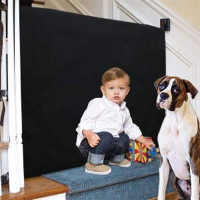 The Stair Barrier 36 to 43 Inch Wall to Banister Baby and Pet Gate, Sheep Ash - VMInnovations