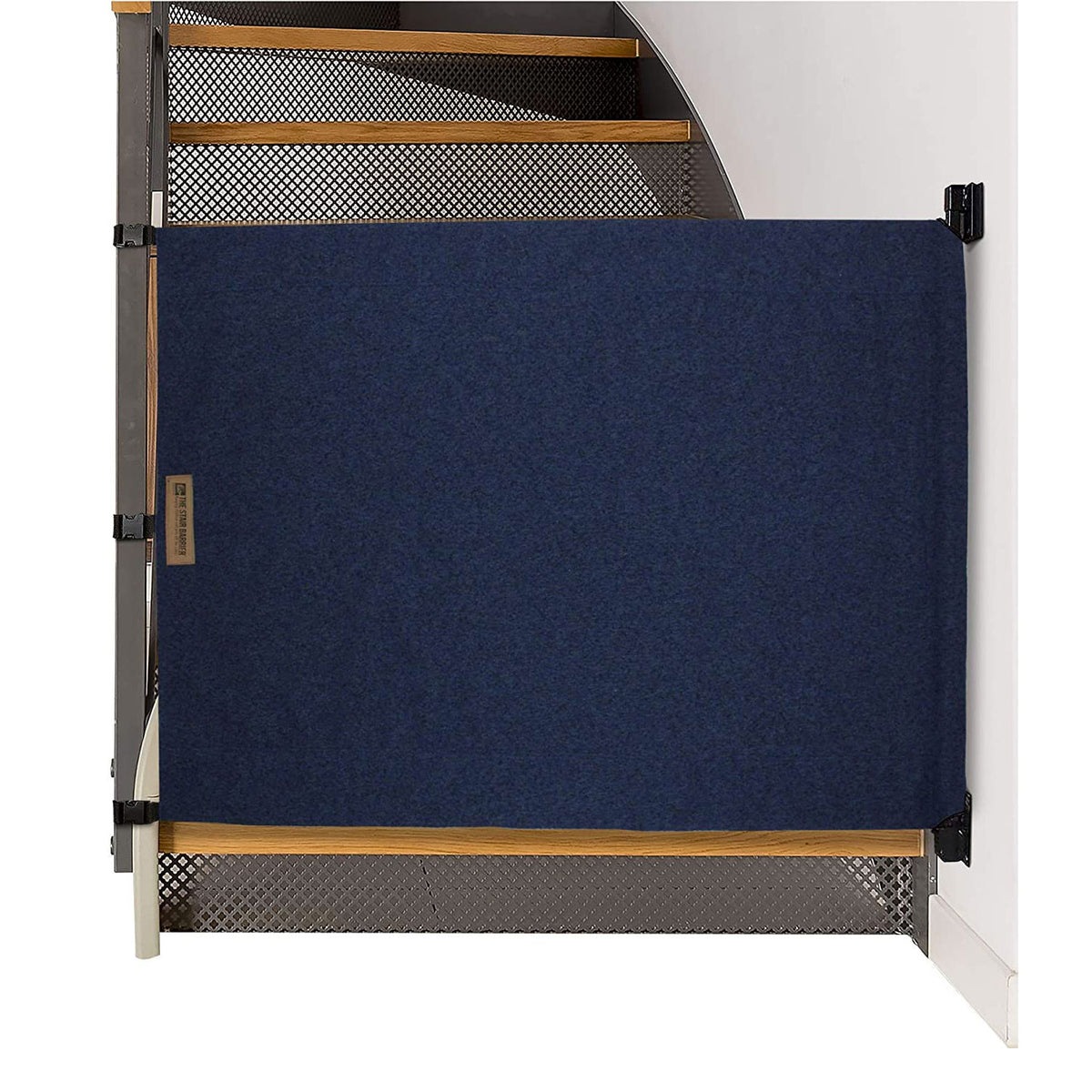 The Stair Barrier 36 to 43 Inch Wall to Banister Baby and Pet Gate, Sheep Indigo - VMInnovations