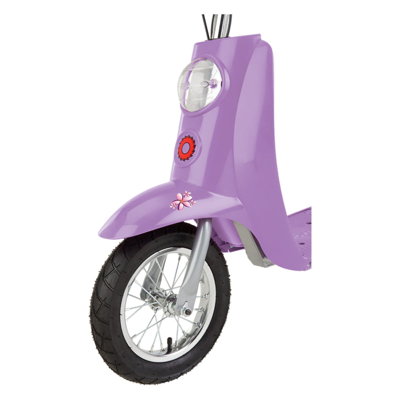 Razor Pocket Mod Miniature Euro 24V Electric Kids Ride On Retro Scooter, Purple
