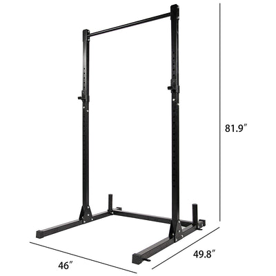 HulkFit Adjustable Power Squat Rack Stand w/ Hooks & Weight Plate Holders, Black