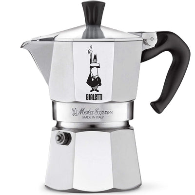 Bialetti Moka Express Italian Stovetop 4.4 oz. Espresso Coffee Maker, Silver