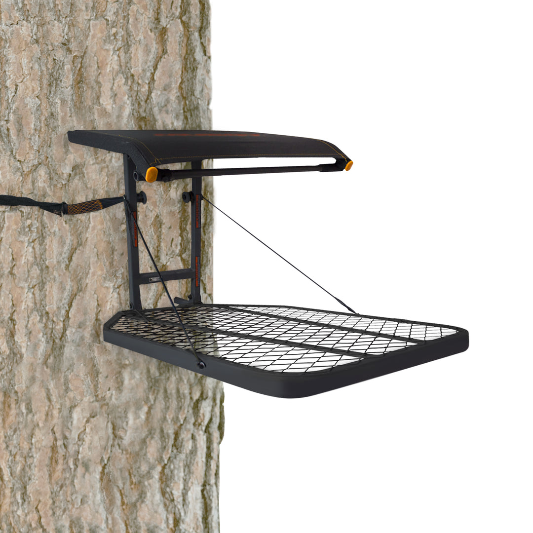 Big Game Steel Hang-On Treestand with 14" x 12" Flip-Back Seat, Black (Used)