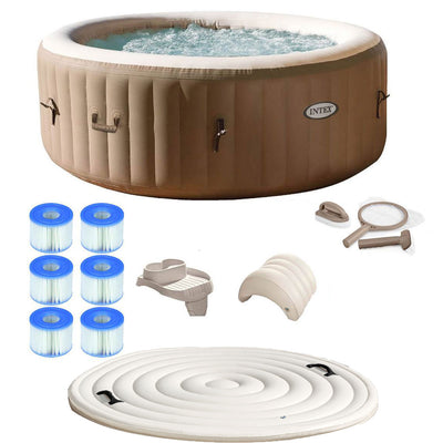 Intex Pure Spa 4-Person Inflatable Portable Hot Tub Ultimate Bundle Spa Package