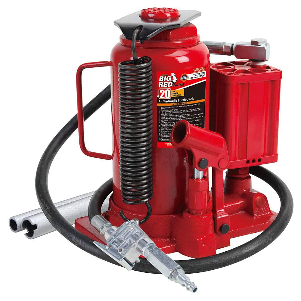 Big Red TOR-TA92006 Pneumatic Air Hydraulic Bottle Jack w/ Manual Hand Pump, Red - VMInnovations