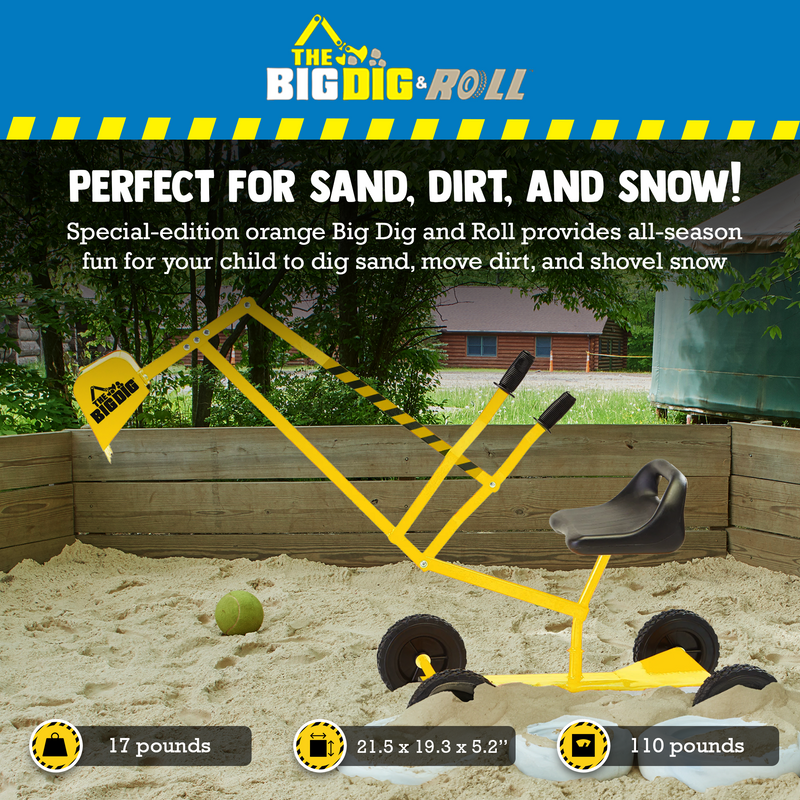 Big Dig Rolling Sandbox Digger Excavator Crane with 360 Degree Rotation Base