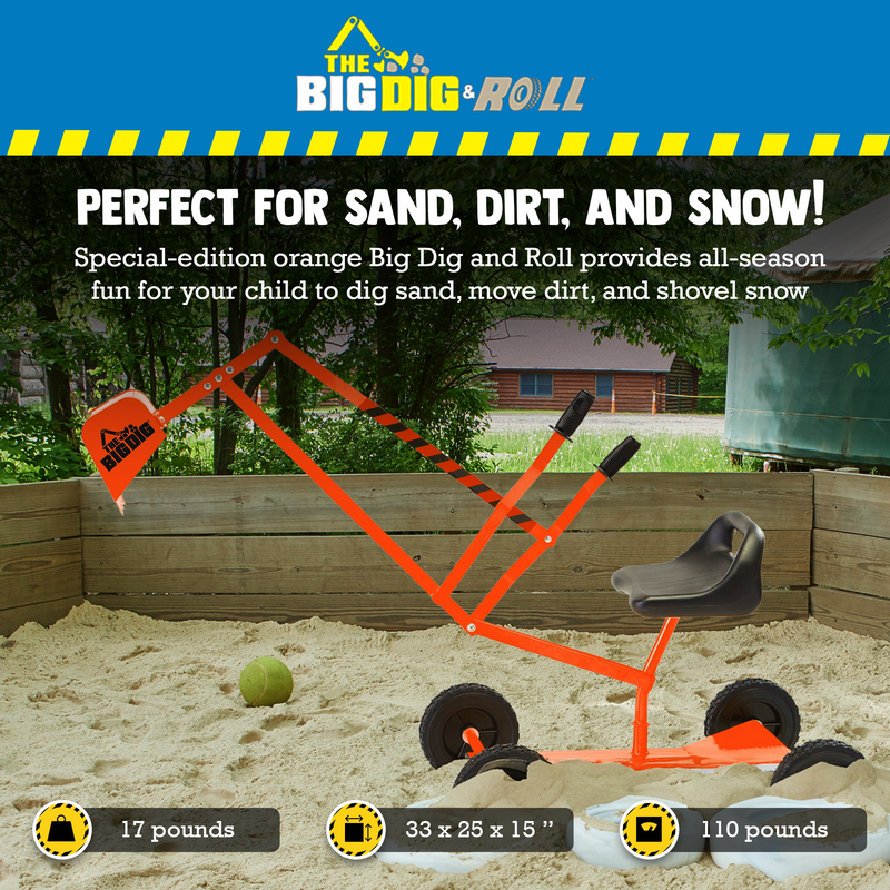 Big Dig and Roll Special Edition Sand Digger Excavator, Orange (Open Box)