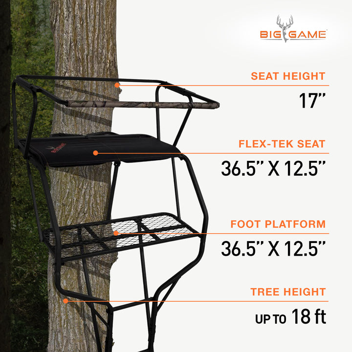 Big Game Guardian DXT Portable 2 Hunter Tree Ladder Stand, 18 Foot (Open Box)