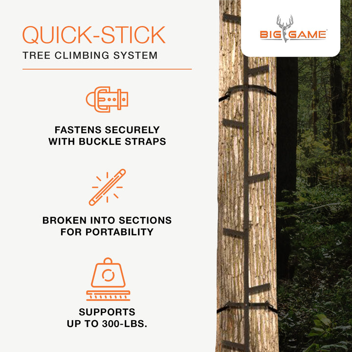 Big Game Quick Stick Climbing Sticks, Tree Climbing Hunting Gear for Deer Stands