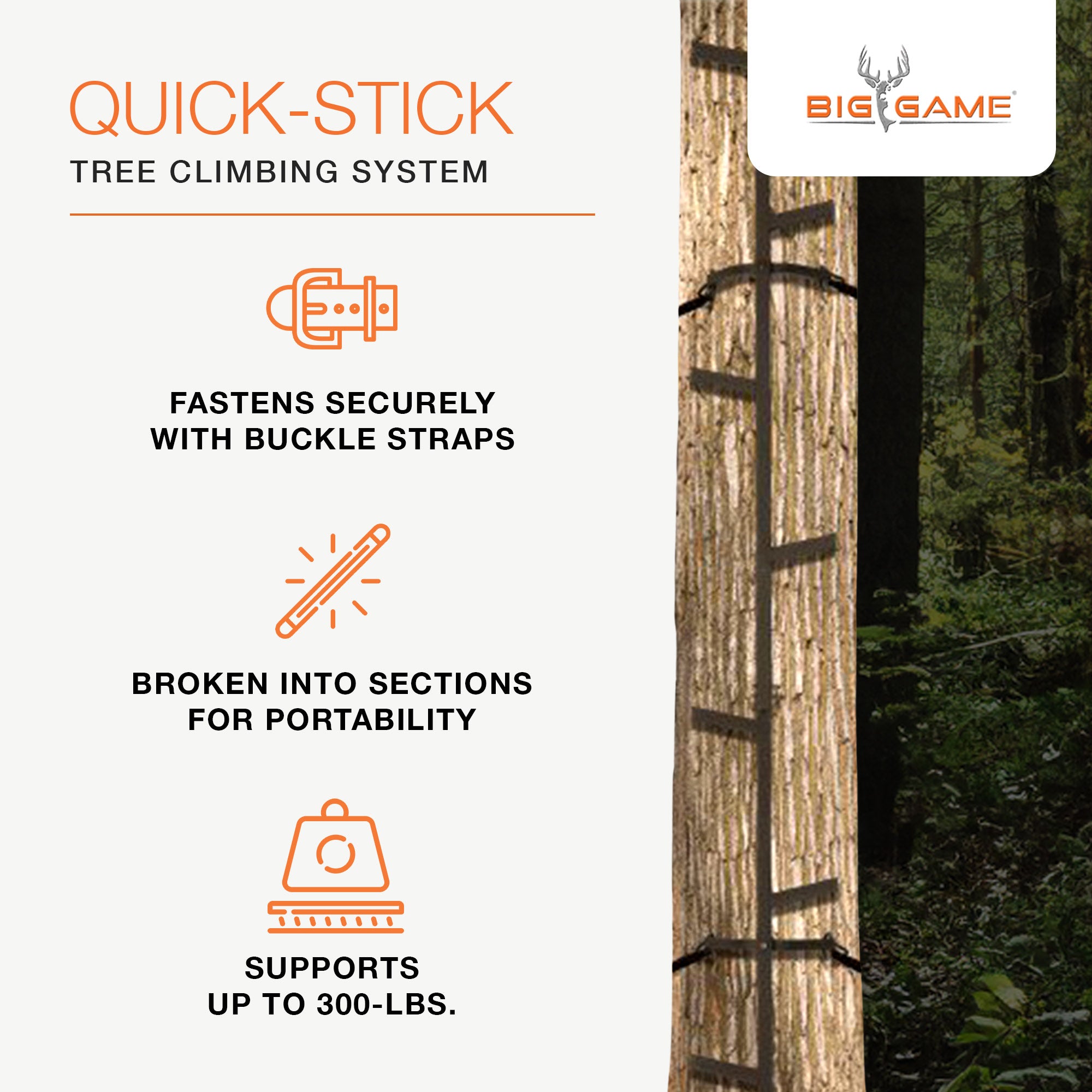 Big Game Hunting Quick Stick Tree Climbing System Heavy-Duty Steel Ladder (Used) - VMInnovations