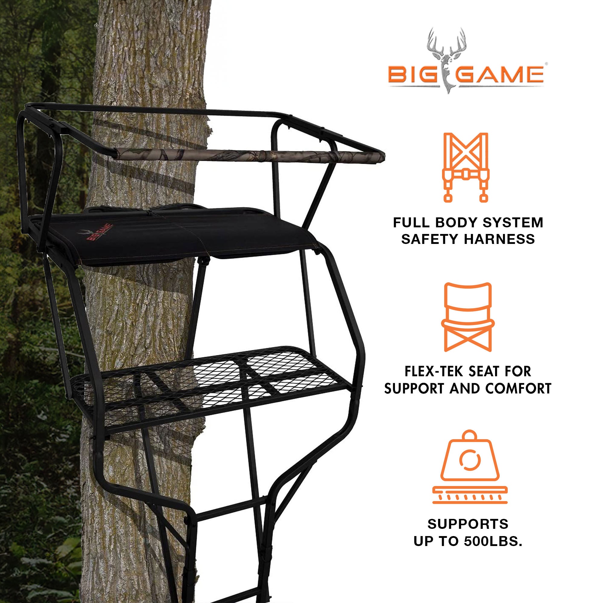 Big Game Guardian DXT Portable 2 Hunter Tree Ladder Stand, 18 Foot (3 Pack) - VMInnovations