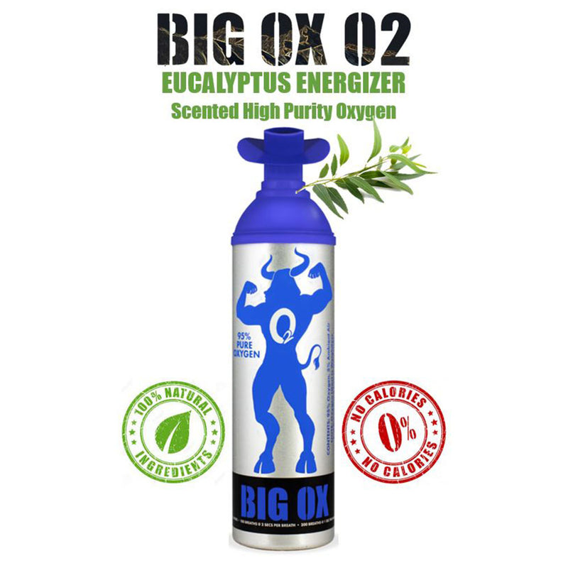 Big Ox O2 10 L Aluminum Oxygen Can w/ Mouthpiece, Eucalyptus Energizer (6 Pack)