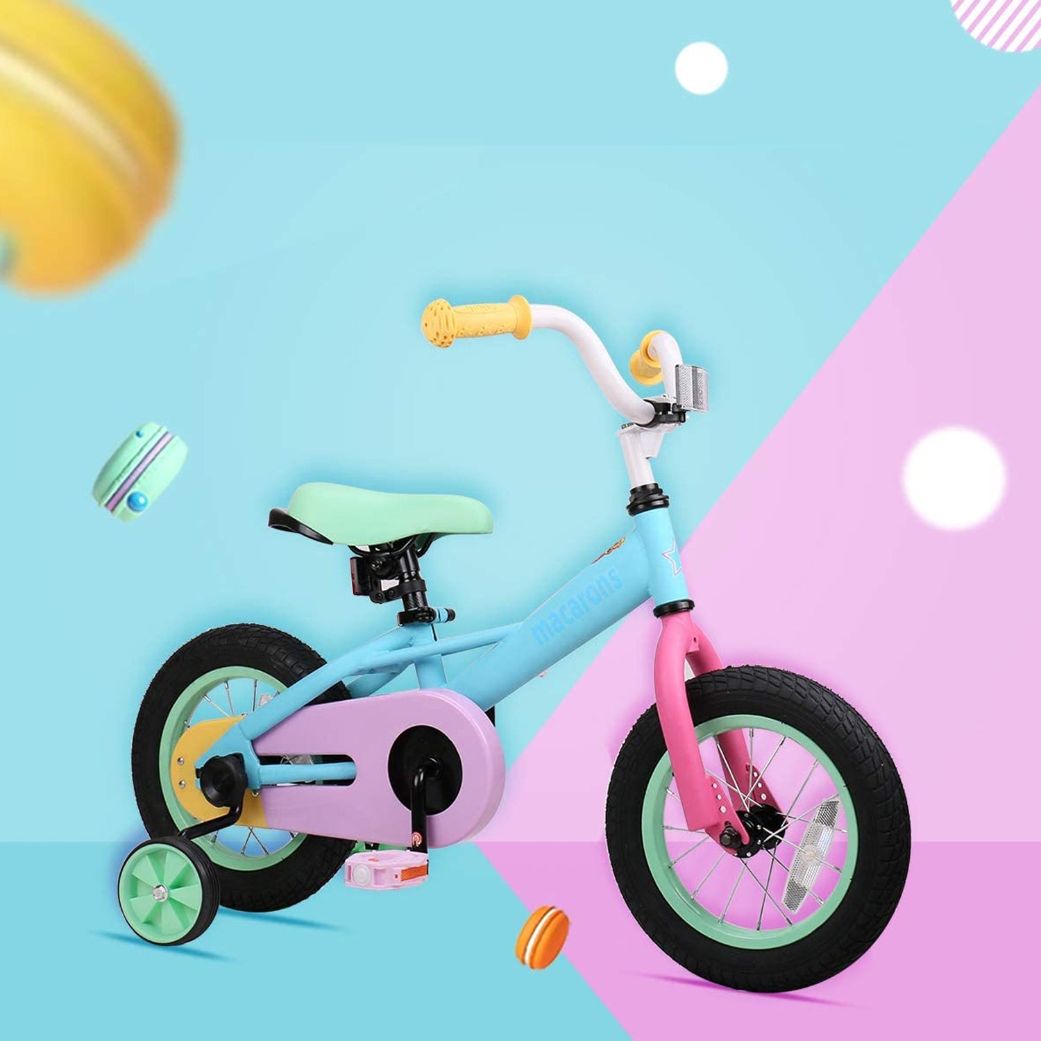 Joystar Macaroon 14 Inch Ages 3-5 Toddler Balance Training Wheels (Open Box) - VMInnovations