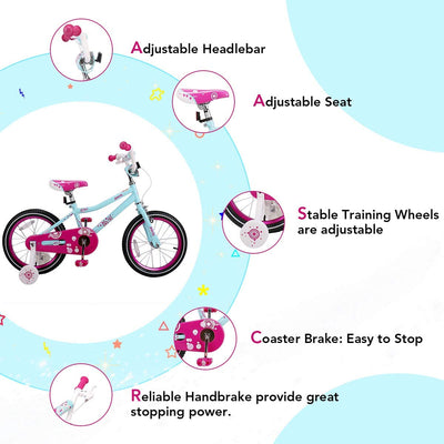 Joystar Paris 18 Inch Ages 5 to 9 Girls Training Wheel Kickstand Bike (Used)
