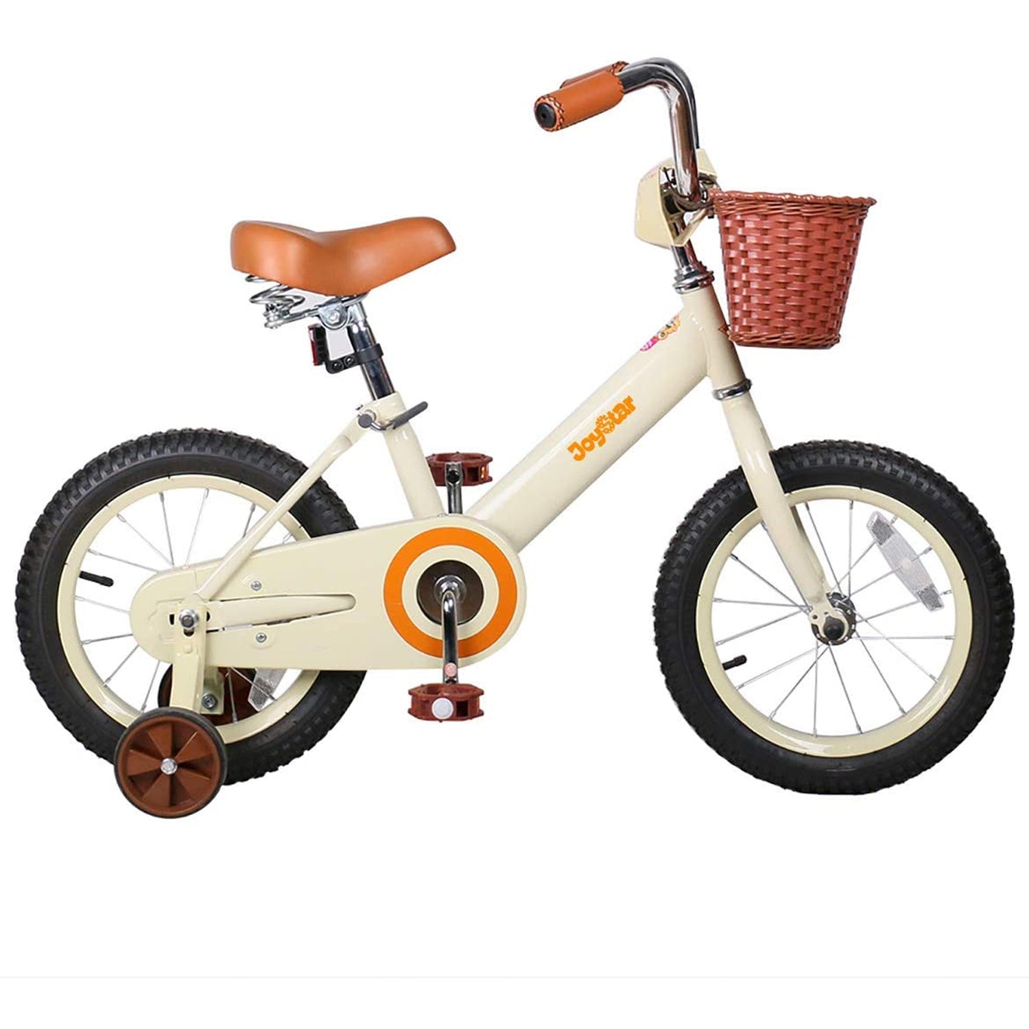 Joystar Vintage 16 Inch Ages 4 to 7 Kids Wheel Bike with Basket, Tan (Open Box) - VMInnovations