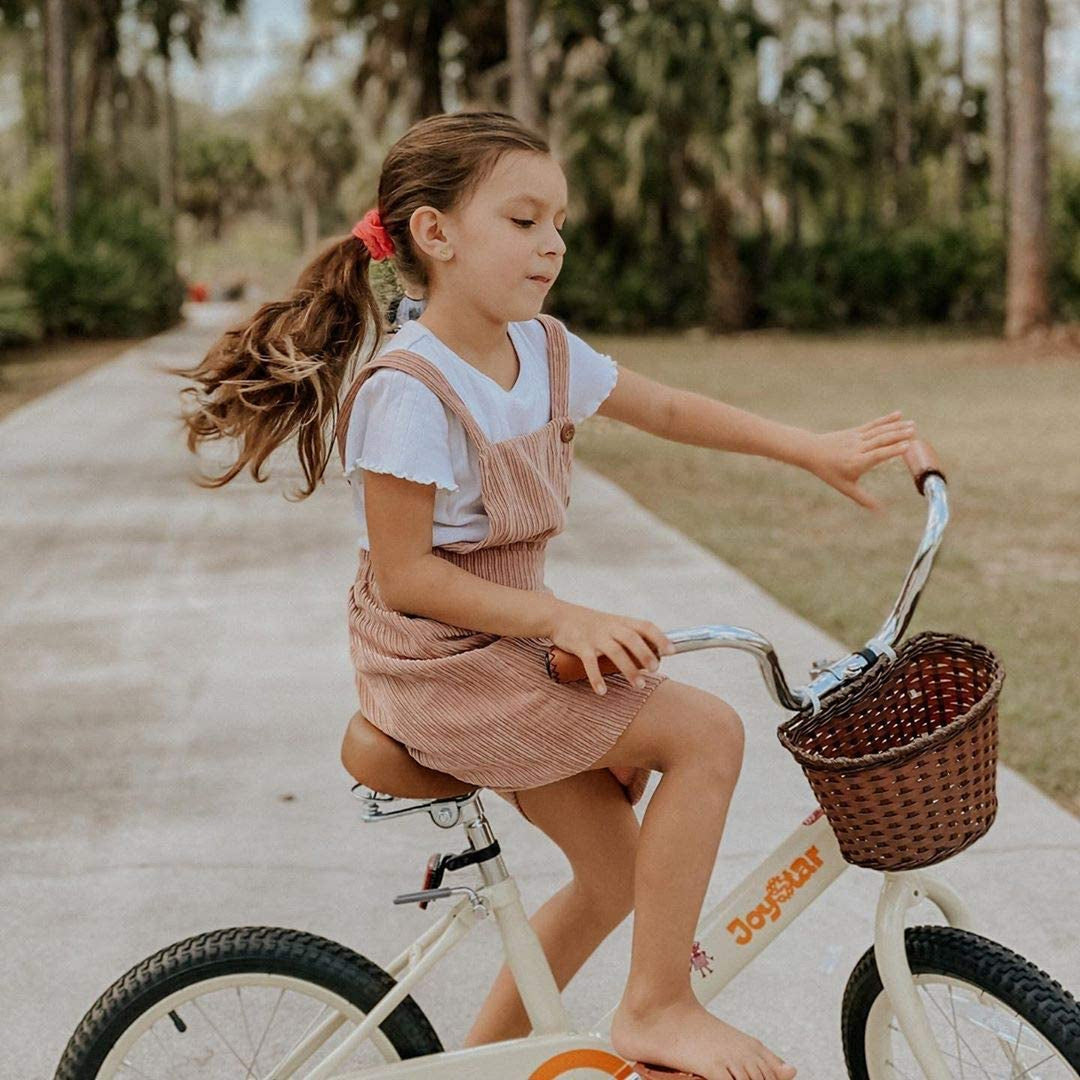 Joystar Vintage 16 Inch Ages 4 to 7 Kids Wheel Bike with Basket, Tan (Open Box)