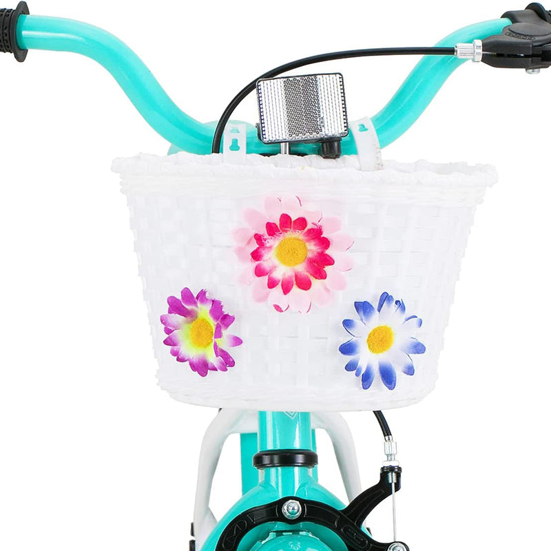 Joystar Starry 16" Kids Bike Ages 4 to 7 w/ Training Wheels & Basket, Mint Green - VMInnovations