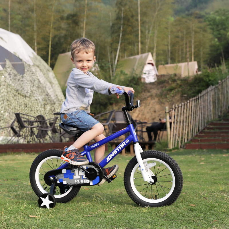 Joystar Pluto 14 Inch Ages 3 to 5 Boys Bike with Training Wheels, Blue(Open Box)