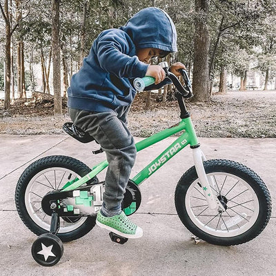 Joystar Pluto 16 Inch Ages 4 to 7 Kids Boys BMX Bike with Training Wheels, Green