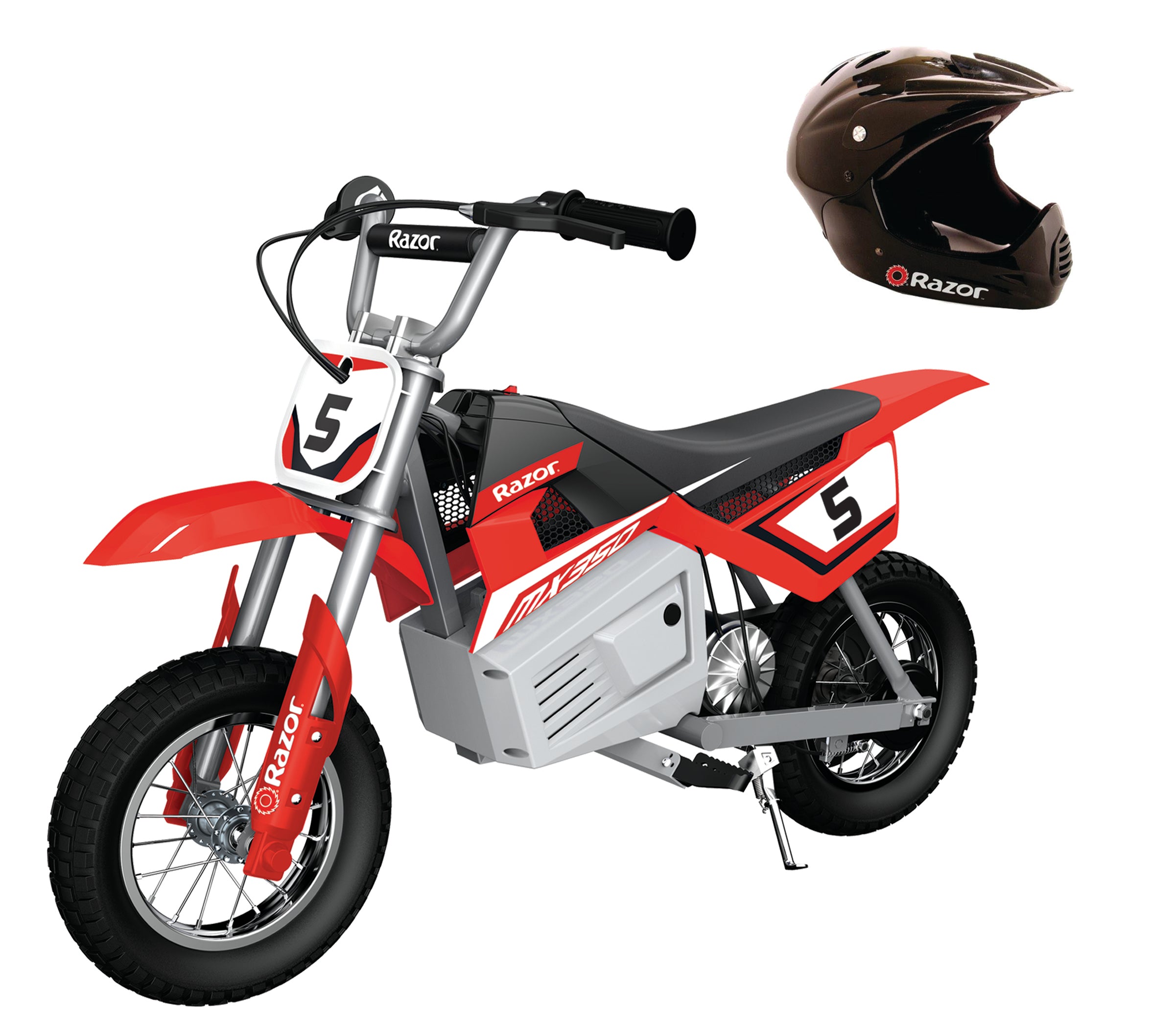 Razor MX350 Dirt Rocket Electric Toy Motocross Ride On Dirt Bike w/ Helmet, Red