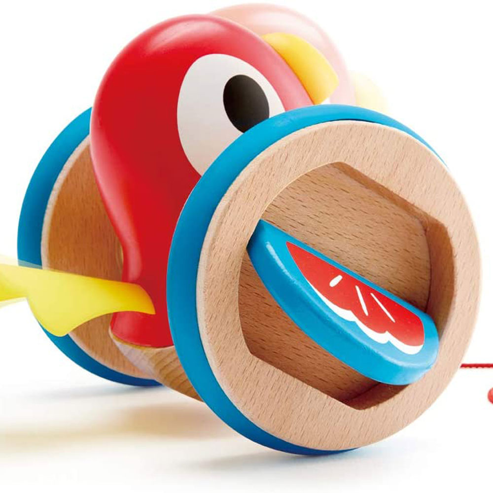 Hape Wooden Wobbling and Flapping Baby Bird Pull-Along Toddler Toy