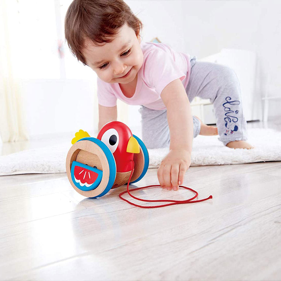 Hape Wooden Wobbling and Flapping Baby Bird Pull-Along Toddler Toy
