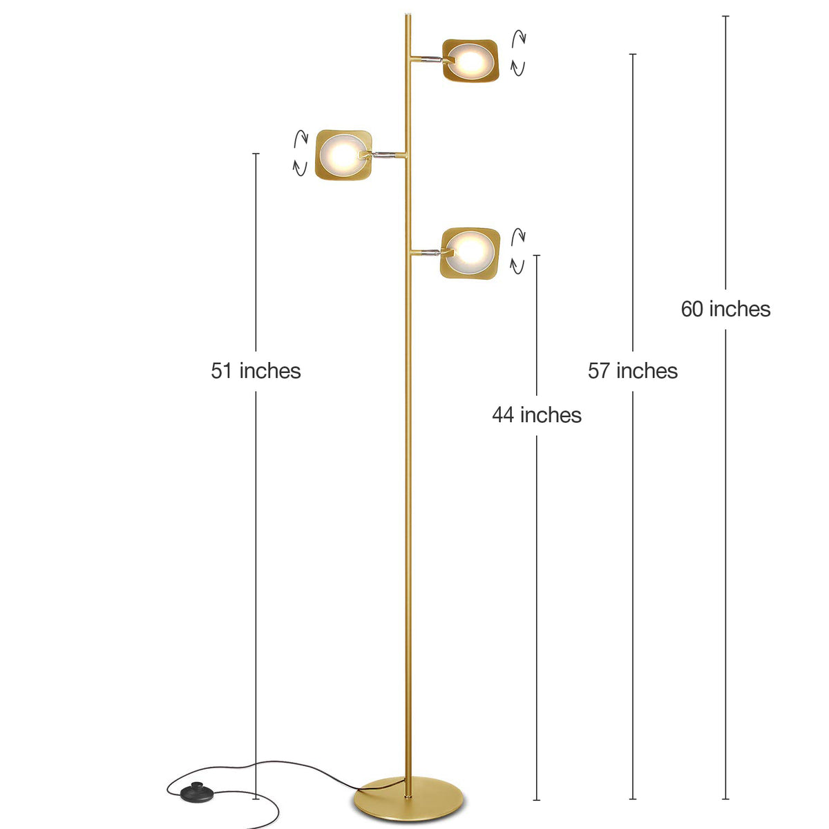 Brightech Tree LED Spotlight Bright 3 Light Standing Floor Lamp Brass (Open Box)