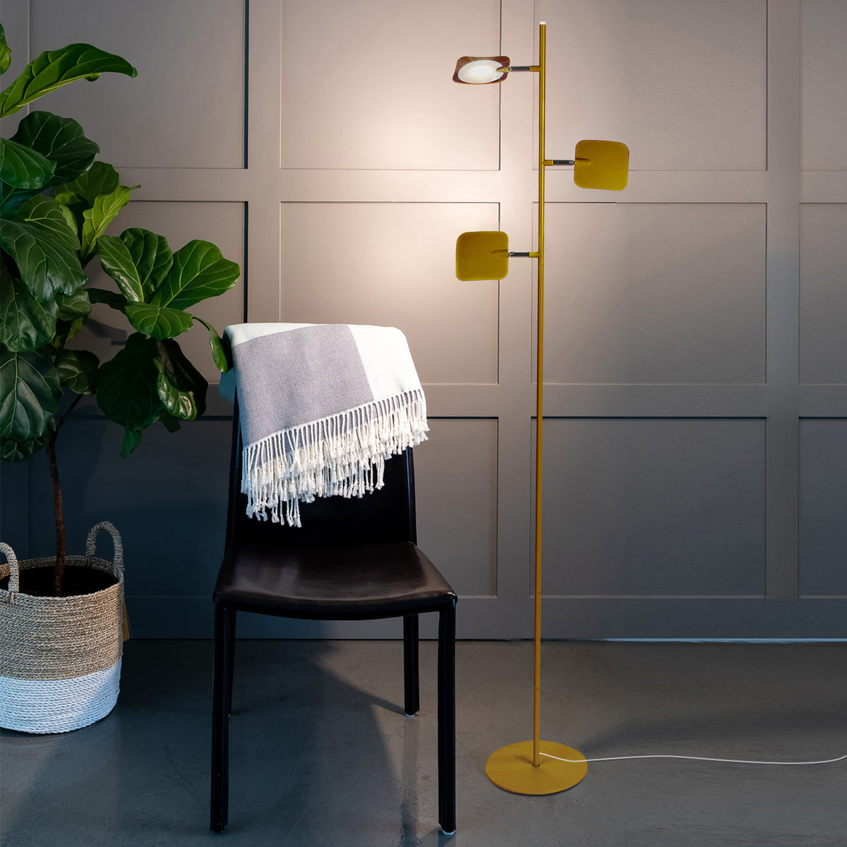 Brightech Tree LED Spotlight Bright 3 Light Standing Floor Lamp Brass (Open Box)