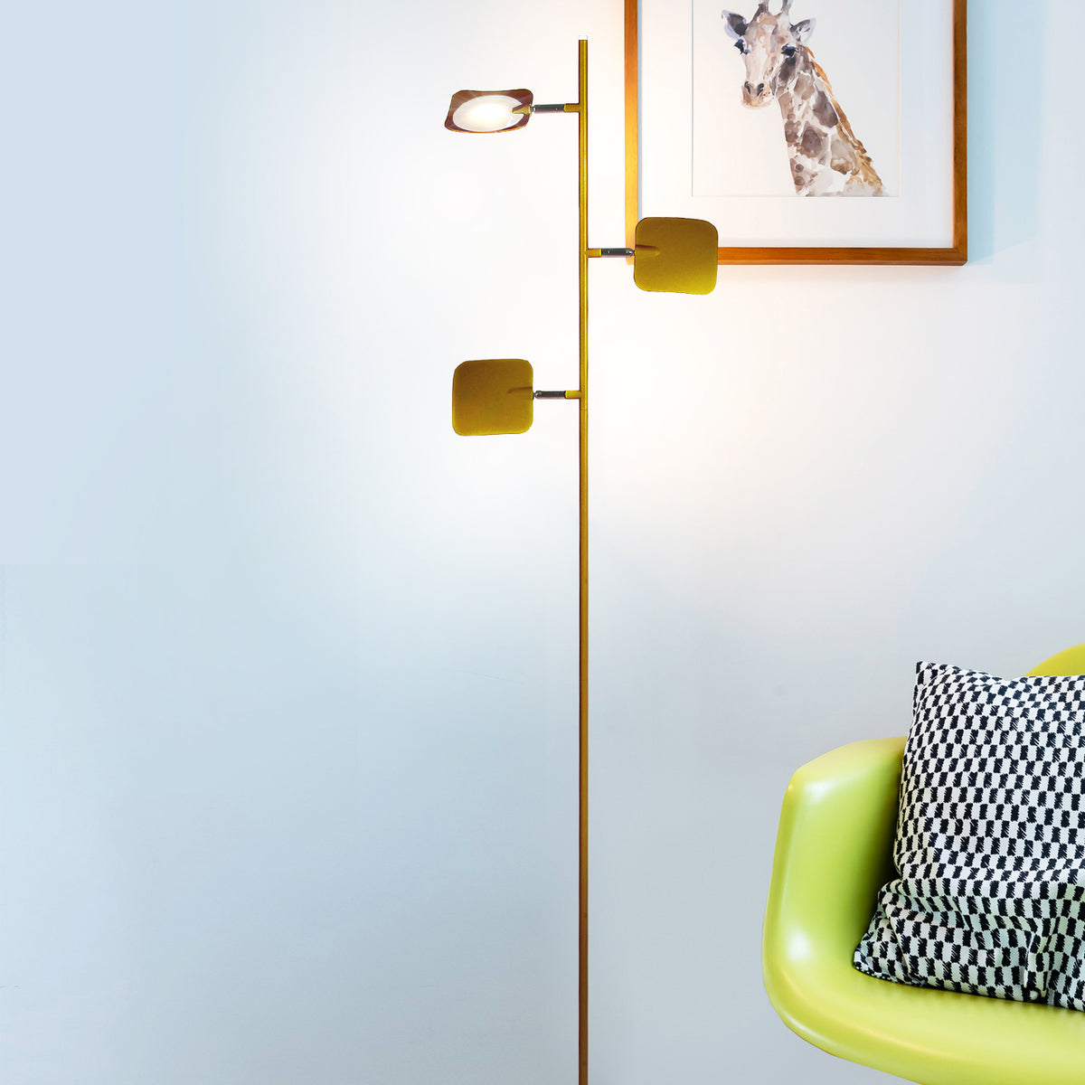 Brightech Tree LED Spotlight Bright 3 Light Standing Floor Lamp Brass (Open Box)