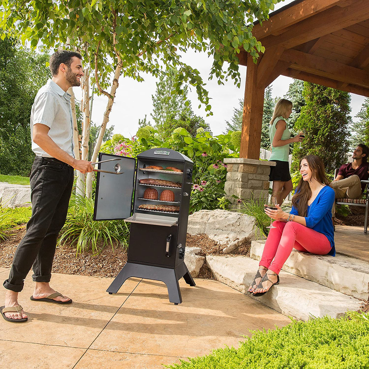 Broil King Smoke 4 Shelf Vertical Charcoal Cabinet Smoker, Black (Open Box)