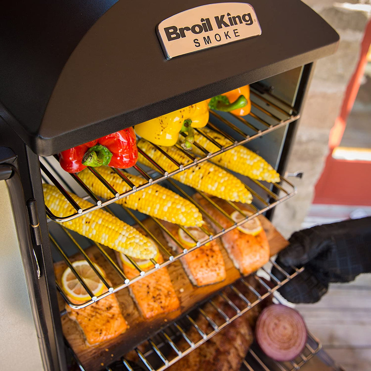 Broil King Smoke 4 Shelf Vertical Charcoal Cabinet Smoker, Black (Damaged)