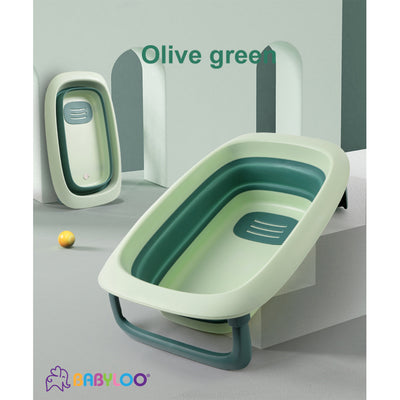 Babyloo SV2 Folding Children's Bathtub Cradle with Newborn Cushion, Olive Green - VMInnovations