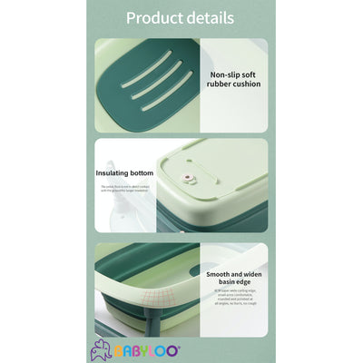 Babyloo SV2 Folding Children's Bathtub Cradle with Newborn Cushion, Olive Green - VMInnovations