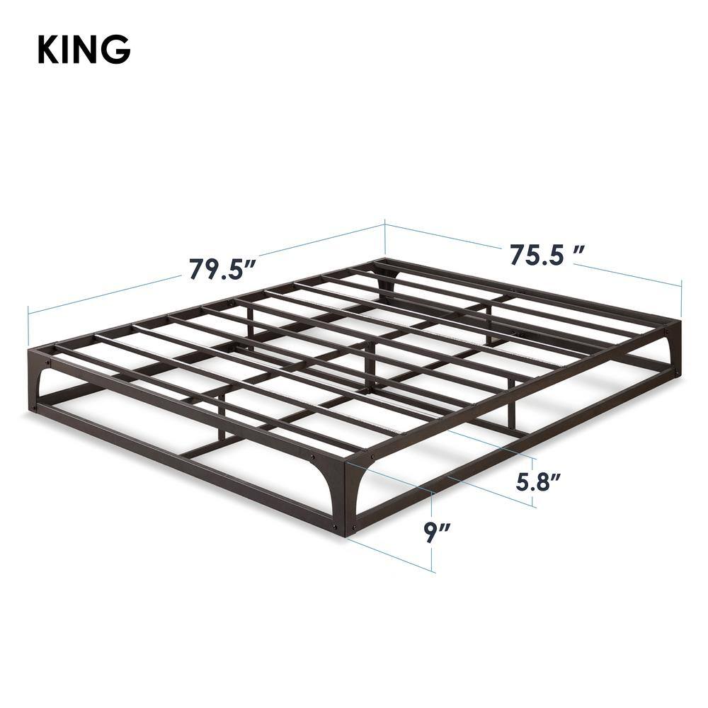 Mellow Ace of Base Metal Platform Low Profile Bed Frame, Hinged 9 Inch, King