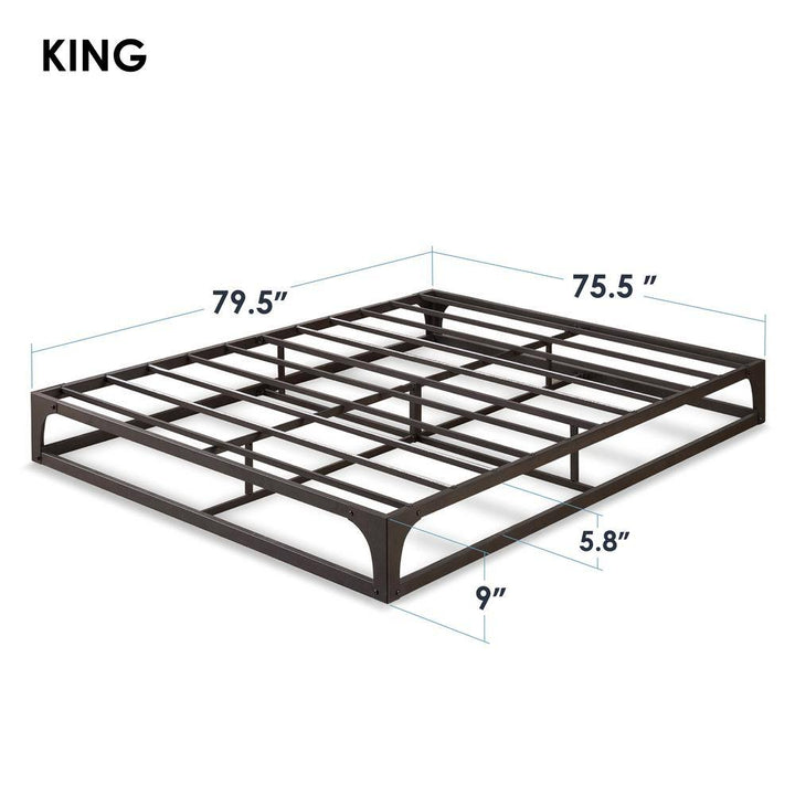 Mellow Ace of Base Metal Platform Low Profile Bed Frame, Hinged 9 Inch, King
