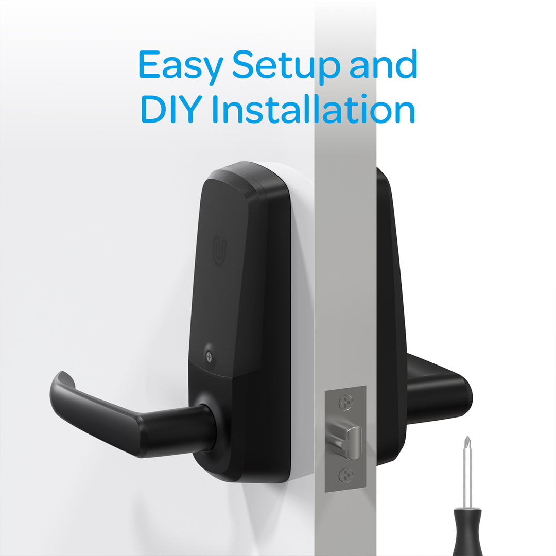 U-Tec Ultraloq UL3 BT 2nd Gen 5 in 1 Smart Home Door Lock Lever Handle, Black - VMInnovations