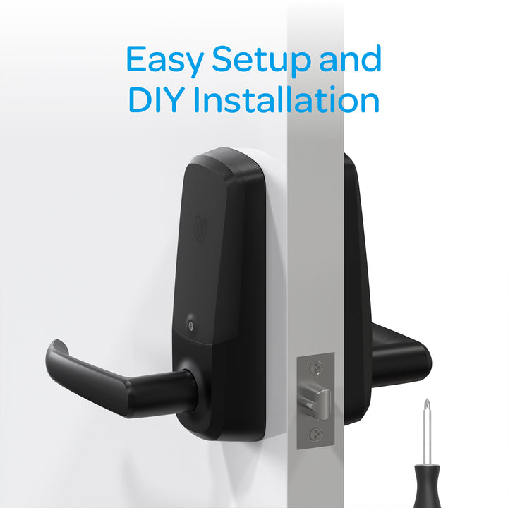 U-Tec Ultraloq UL3 BT 2nd Gen 5 in 1 Smart Home Door Lock Lever Handle, Black - VMInnovations