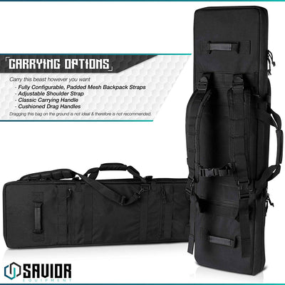 Savior Equipment Black Urban Warfare Double Rifle Gun Case, 36-Inch (For Parts)