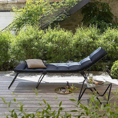 Lafuma Siesta Foldable Patio and Poolside Sunbathing Cushion Chaise Lounge Chair