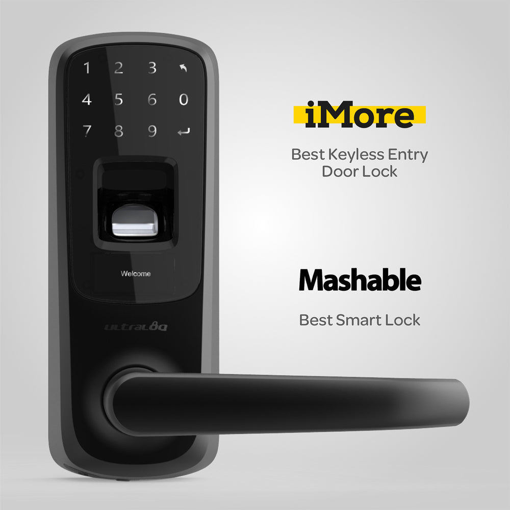 U-Tec Ultraloq UL3 BT 2nd Gen 5 in 1 Smart Home Door Lock Lever Handle, Black - VMInnovations