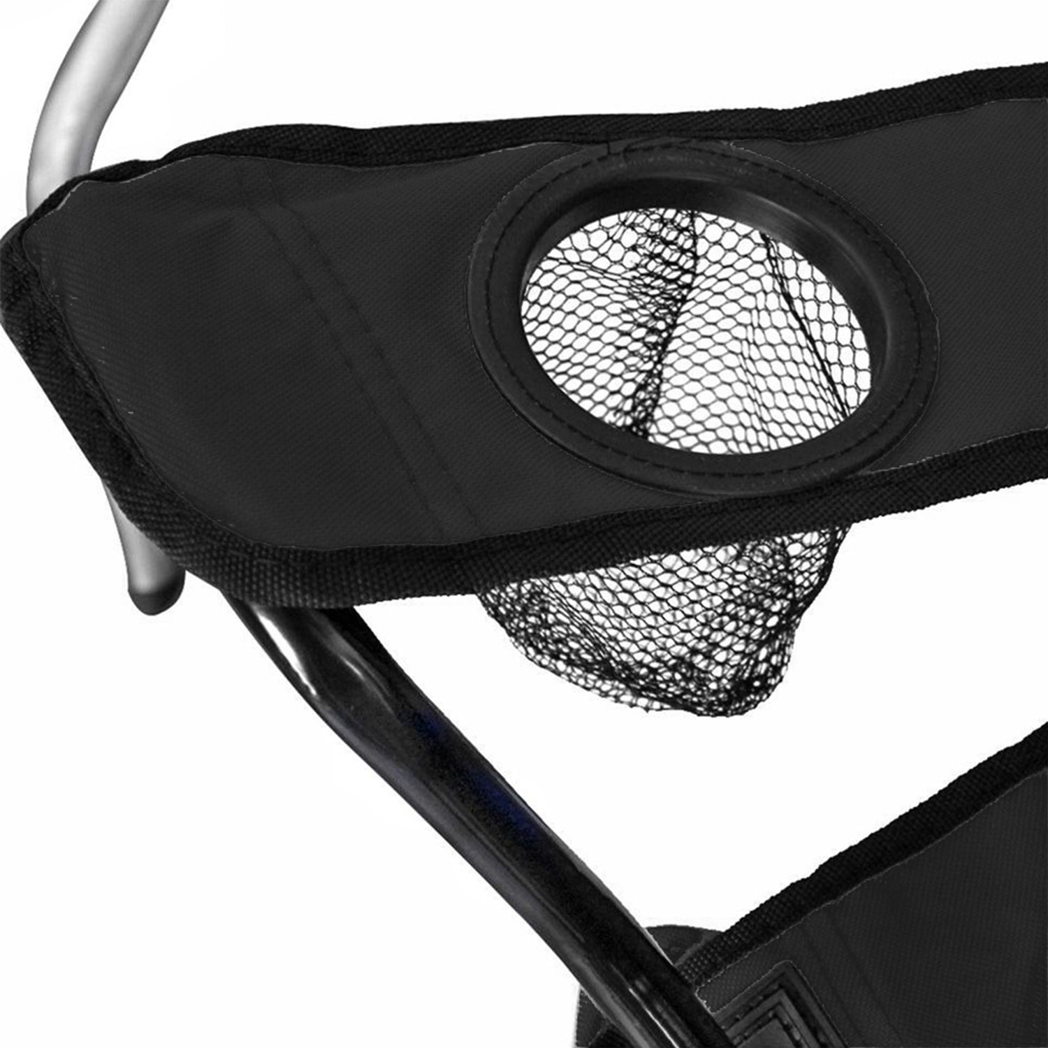 GoTeam Double Folding Camping Chair Set w/ Umbrella & Cooler Bag, Blk (Open Box) - VMInnovations